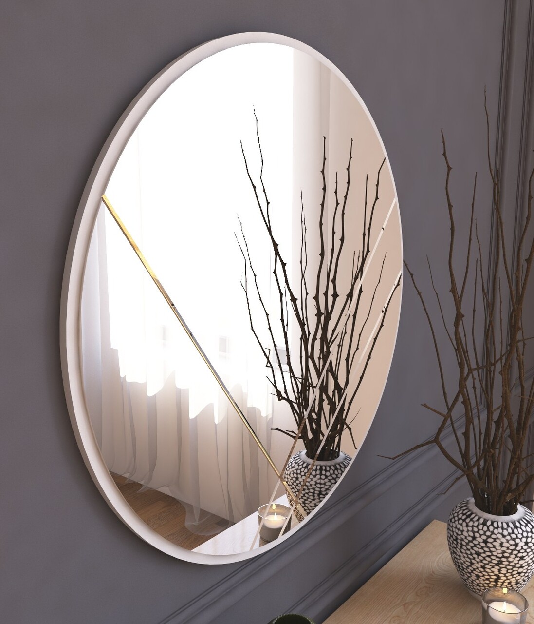 Oglinda decorativa, Hanah Home, Iuydu, 60x60x2.2 cm, Alb - imagine 6